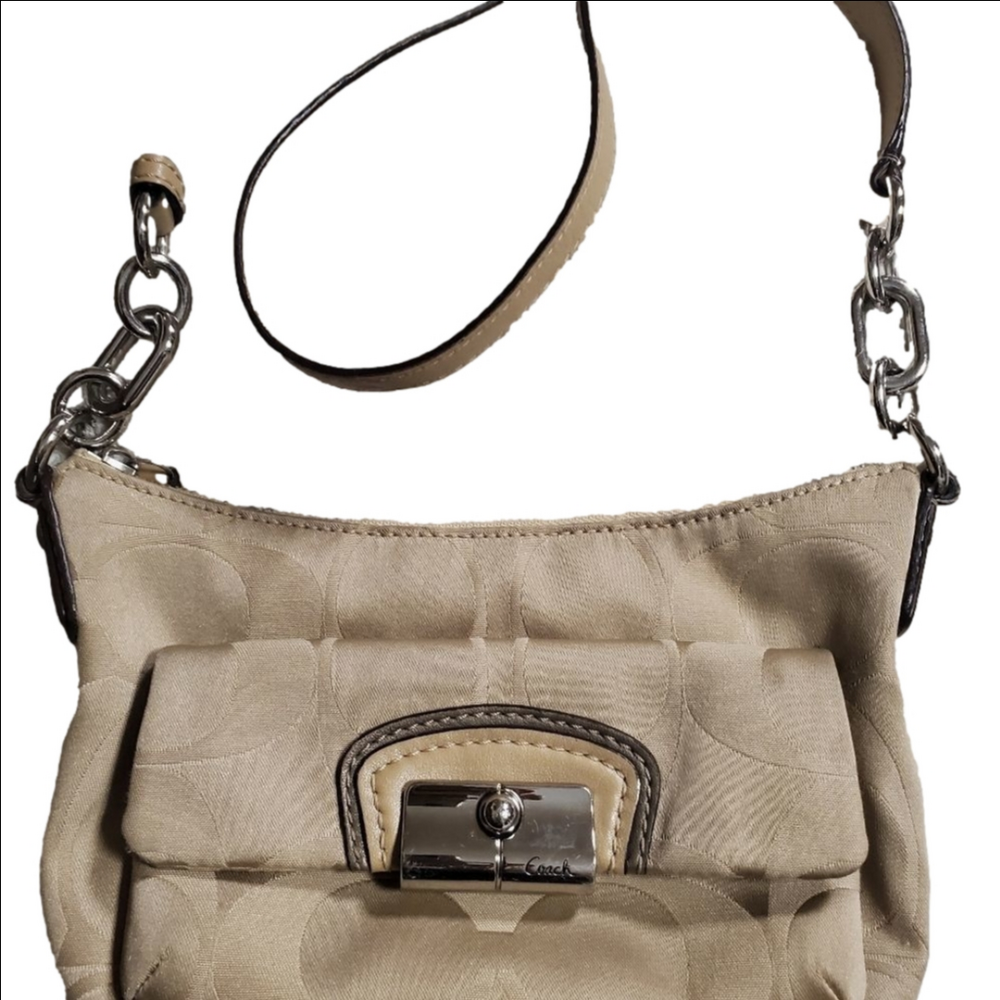 Coach Vintage Tan Monogram Logo Crossbody Messenger Purse - Picture 2 of 7